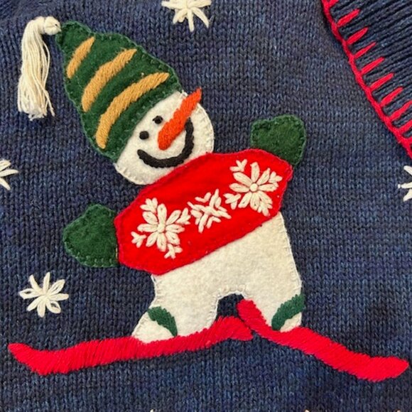 Vintage Christmas Snowman Embroidered Sweater, Tiara International, Sz.M - Picture 8 of 10